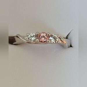 Breat Cancer White&Pink Topaz 925 Silver Joanna Ring Size 6 -Survivor Collection